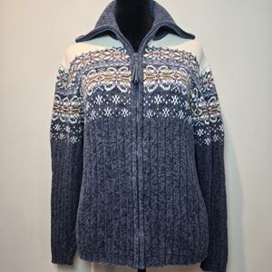 Tiara International Sweater Zip Cardigan Large Womens Vintage High Neck